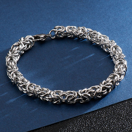 Byzantinelänk -Armband i Rostfritt Stål 7mm  - 2