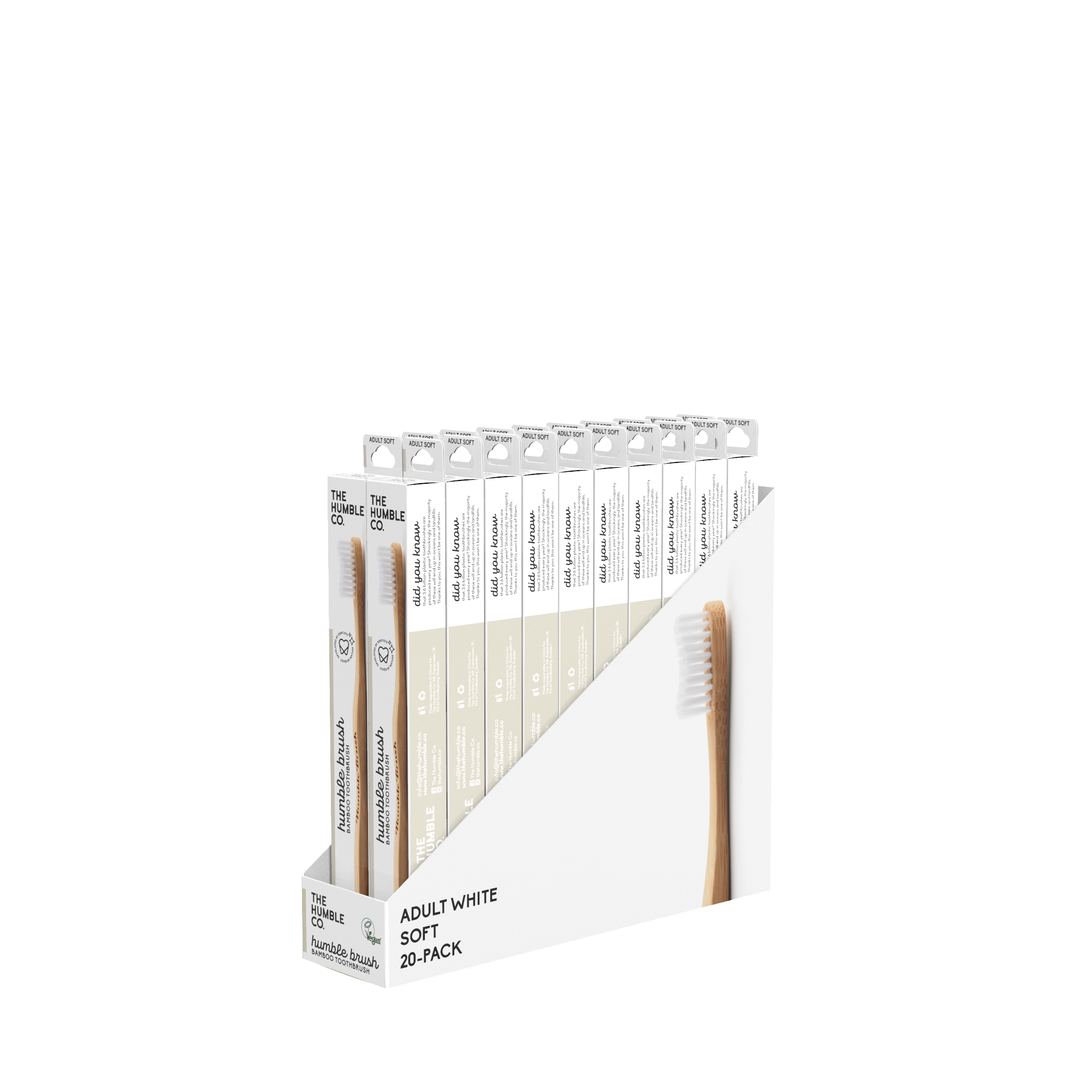 Tandborste bambu vit mjuk x20
