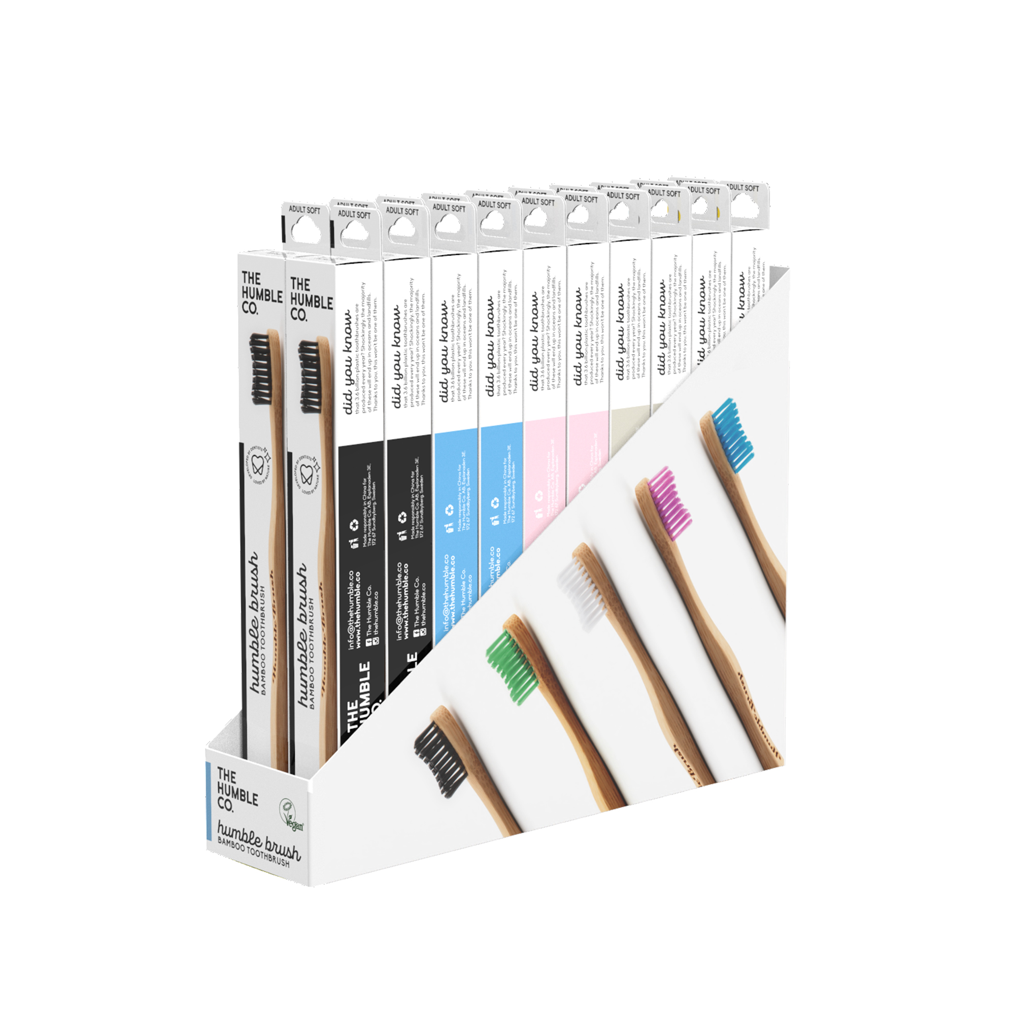 Tandborste bambu mjuk blandad x20