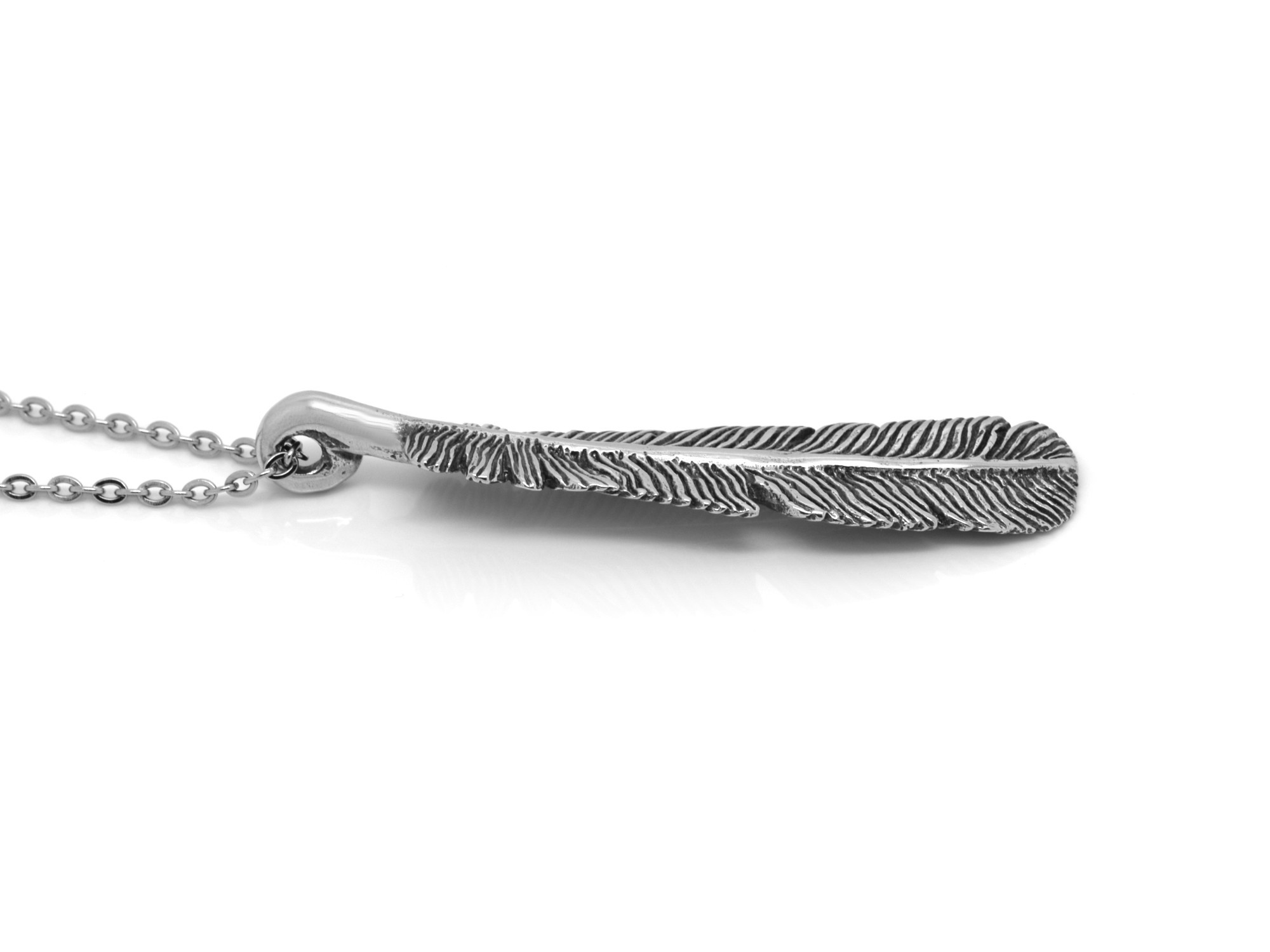 Korpfjäder Halsband, Fågel Smycke i Tenn - 3