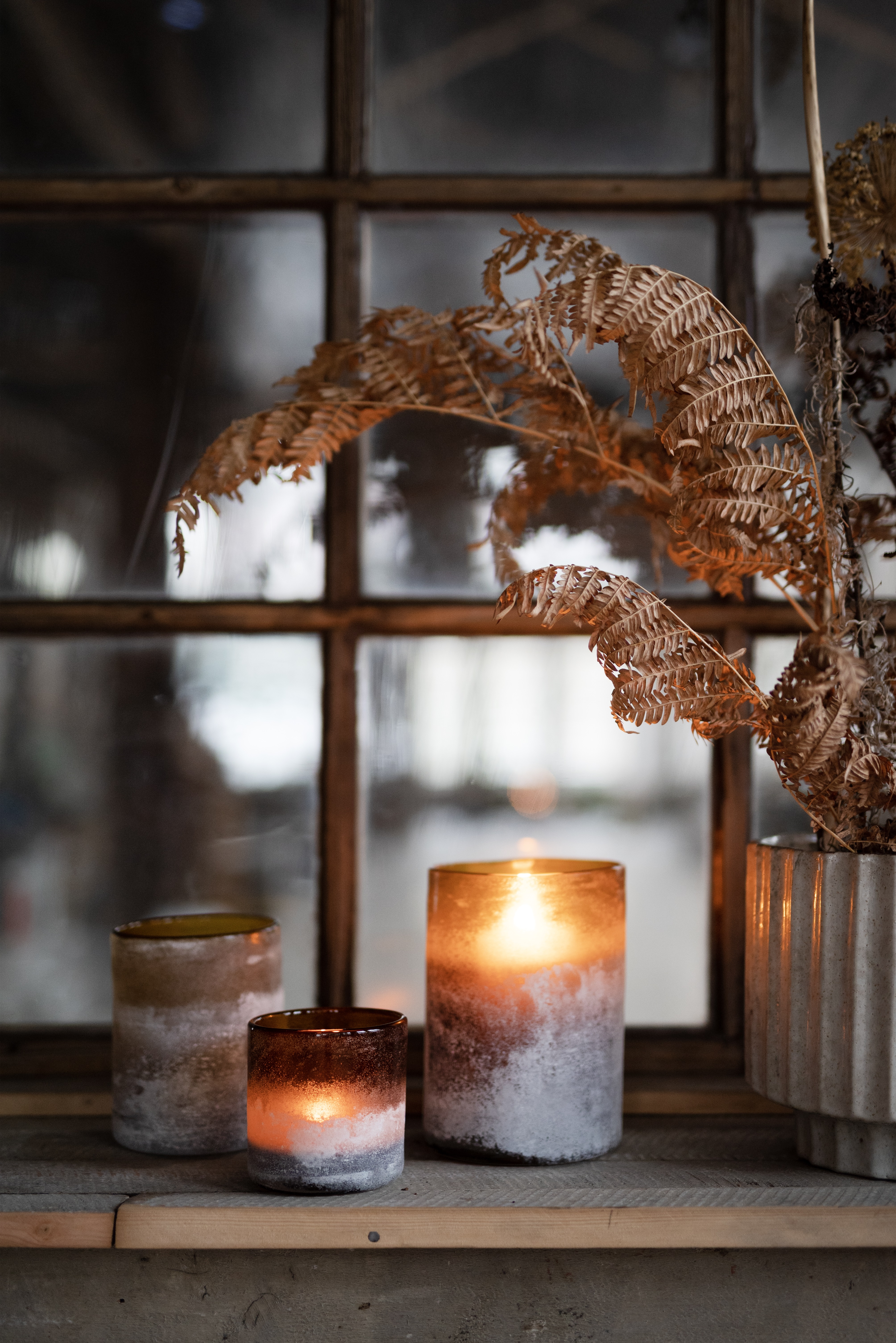 Lantern - Candlestick - Frost - Amber - Medium - 16