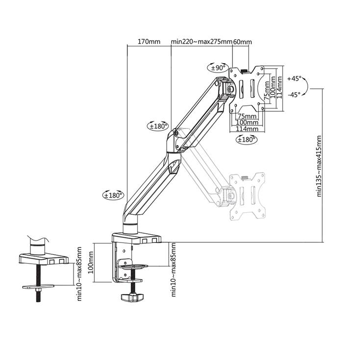 Bildskärmsarm Deltaco ARM-0350 - 9