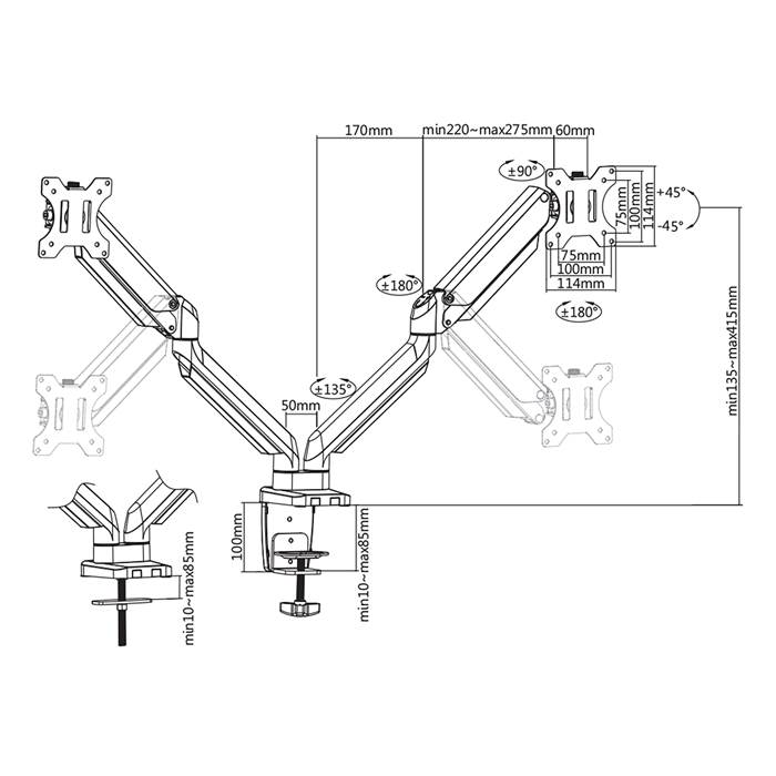 Bildskärmsarm Deltaco ARM-0351 - 7