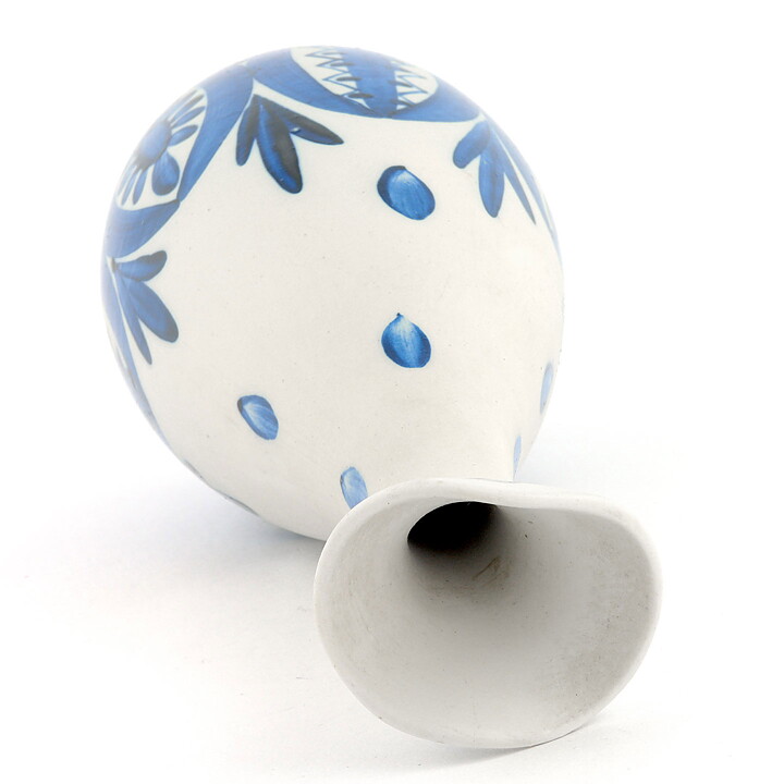 Vase with Hand-Painted Blue Plant Decor 24 cm (Arabia 1960s)