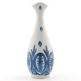 Vase with Hand-Painted Blue Plant Decor 24 cm (Arabia 1960s)