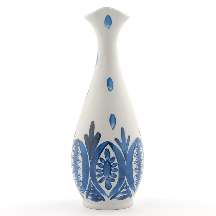 Vase with Hand-Painted Blue Plant Decor 24 cm (Arabia 1960s)
