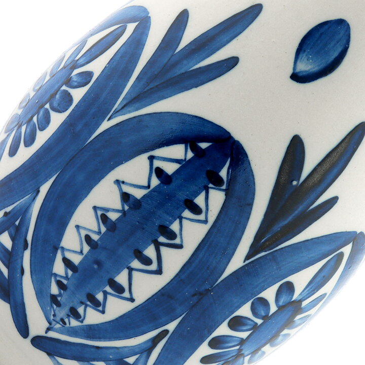 Vase with Hand-Painted Blue Plant Decor 24 cm (Arabia 1960s)