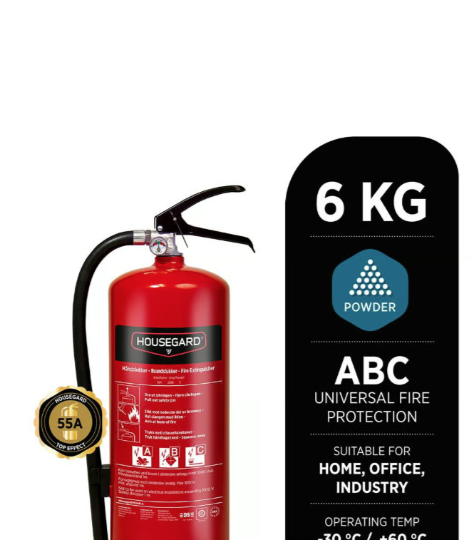 Brandsläckare Housegard Pulver 55a Röd 6kg - 2