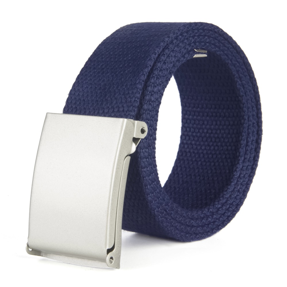 Bälte canvas tyg 44 skärp herr/dam/barn svart / silver spänne - 62