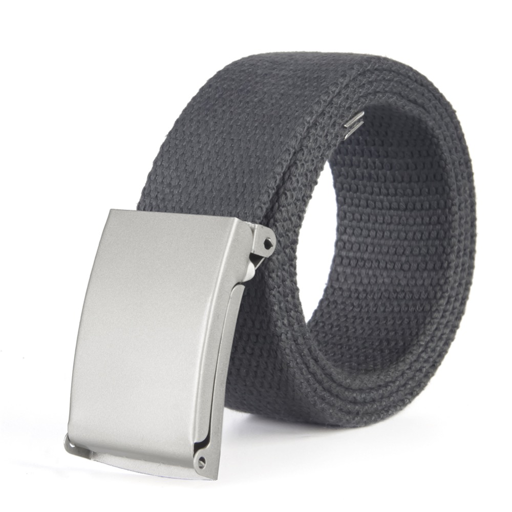 Bälte canvas tyg 44 skärp herr/dam/barn svart / silver spänne - 64