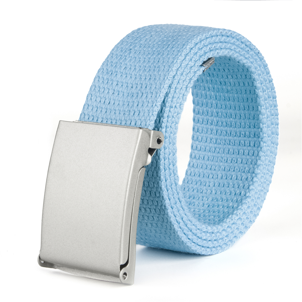 Bälte canvas tyg 44 skärp herr/dam/barn svart / silver spänne - 46