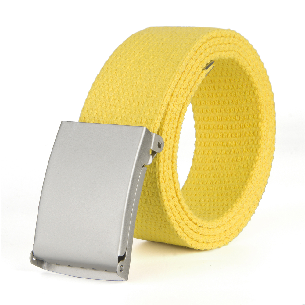 Bälte canvas tyg 44 skärp herr/dam/barn svart / silver spänne - 53