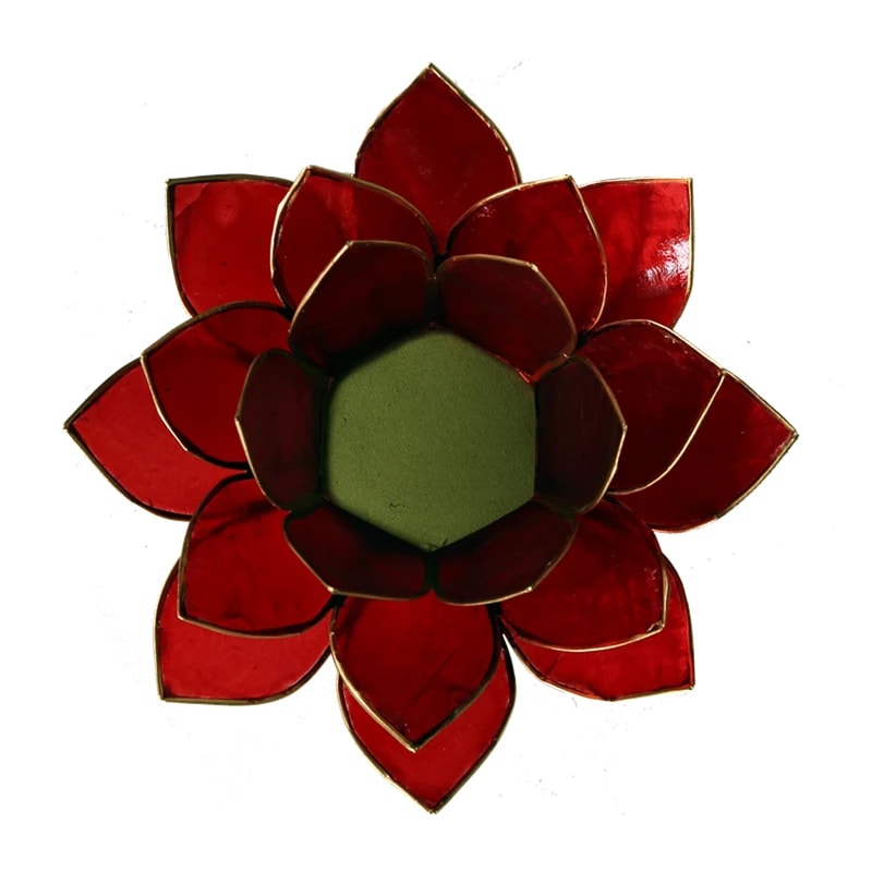 Lotus Atmospheric Light Chakra 1 Red Gold Trim -- 13.5 Cm - 2
