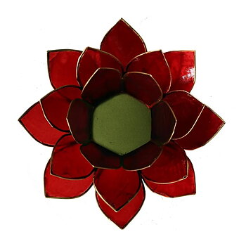 Lotus Atmospheric Light Chakra 1 Red Gold Trim -- 13.5 Cm