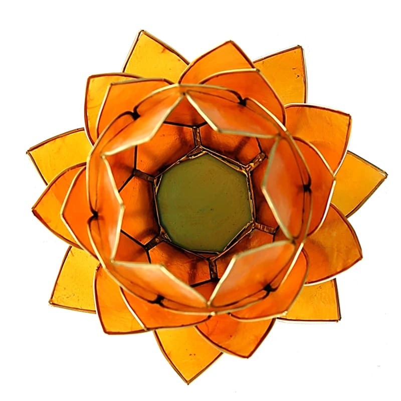 Lotus Atmospheric Light Orange Gold Trim Large -- 15X15 Cm - 2
