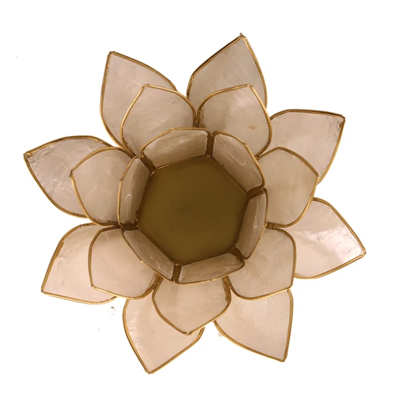 Lotus Atmospheric Light Pearl Gold Trim -- 13.5 Cm - 2
