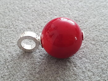 Coral ball 20-21mm with strong round loop approx. 10,7x3,6mm, pendant 925-silver ( colored )