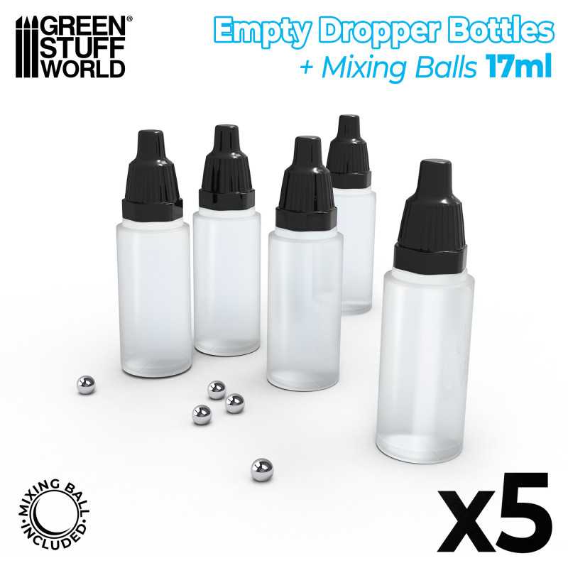 Green Stuff World: Empty Dropper Bottles 17ml with Mixing Balls