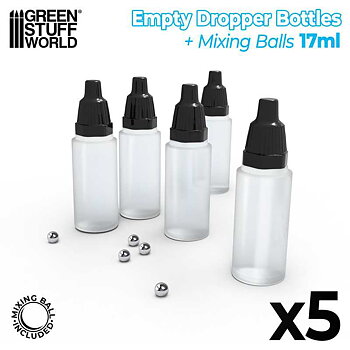 Green Stuff World: Empty Dropper Bottles 17ml with Mixing Balls