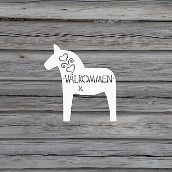 DALAHÄST VÄLKOMMEN vänster vägg