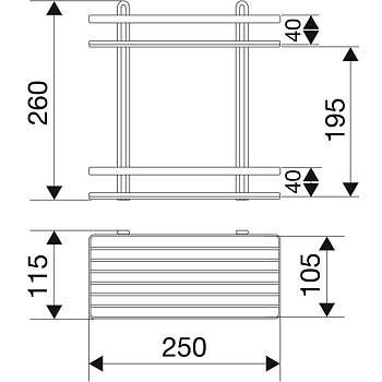 Wireshelf Satina rectangle 2-tier (chrome)