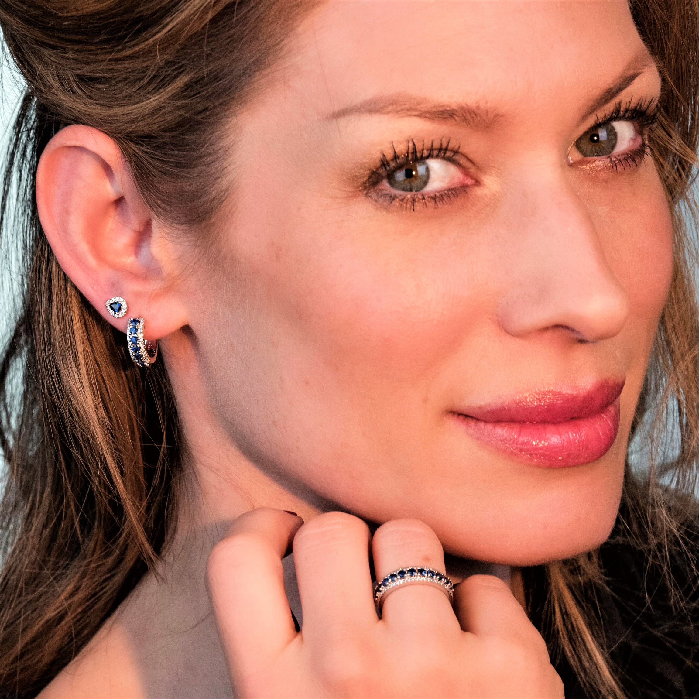 Sapphire diamond hoops - 2