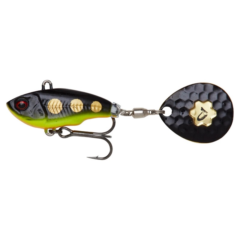 spinner tail from savage gear. extremely effective on perch, trout, char and rainbow trout. 16g black magic