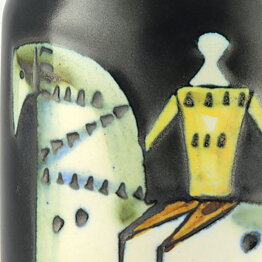 リサラーソン VARIETE シリーズ    馬と馬乗り  黒い花瓶 Vase  1956年 (16 cm) 