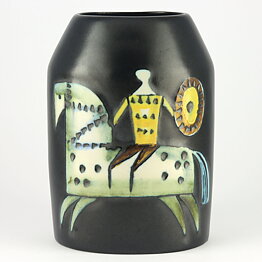 リサラーソン VARIETE シリーズ    馬と馬乗り  黒い花瓶 Vase  1956年 (16 cm) 