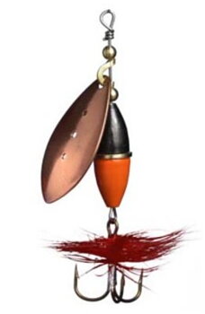 Wipp is a spinner that has caught a lot of perch, rainbow trout, trout and char. copper spoon
