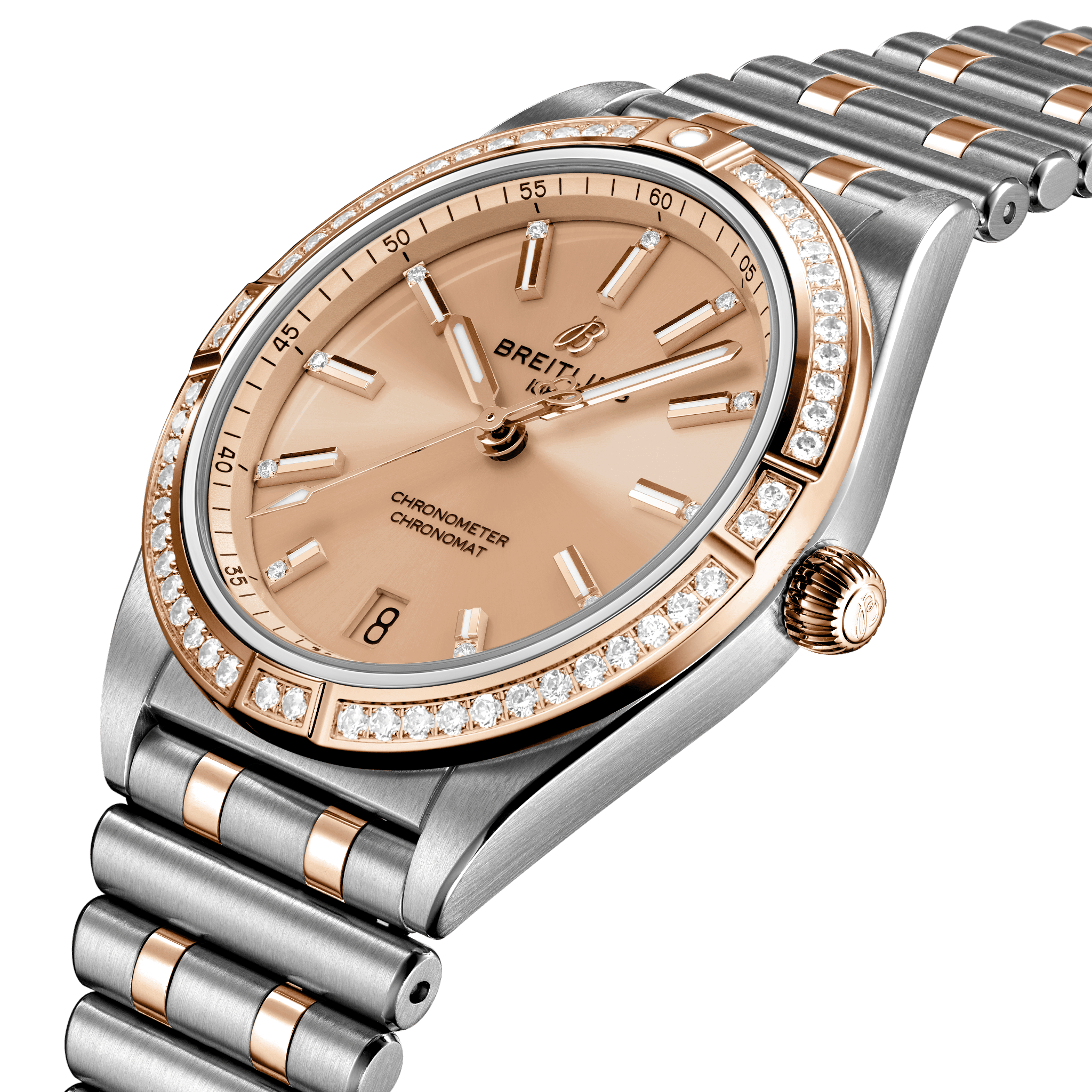 Breitling U10380591K1U1 Breitling Chronomat 36 koppar stål och 18 K roséguld med diamant bezel profil