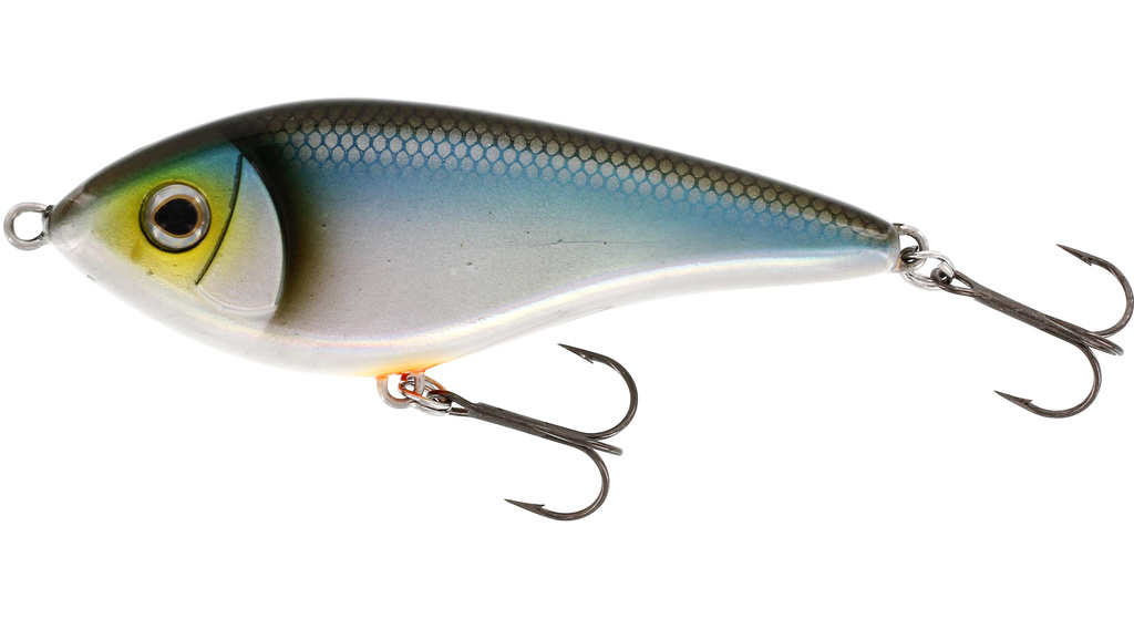westin swim 12cm 53g suspending is a really good swimbait for big pike. blueback herring