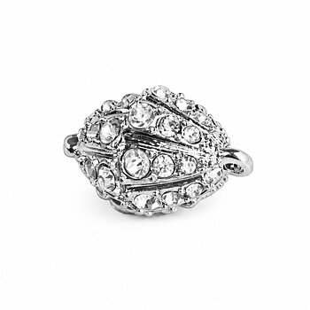 Ovalt magnetlås med strass 27 mm  silverfärga metall
