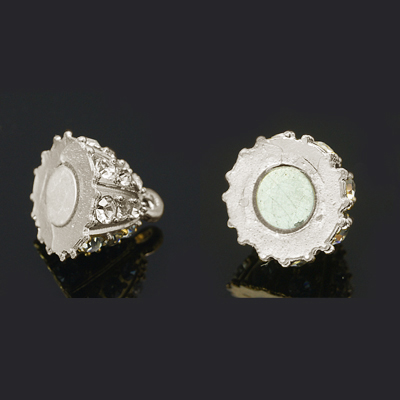 Ovalt magnetlås med strass 27 mm  silverfärga metall - 2