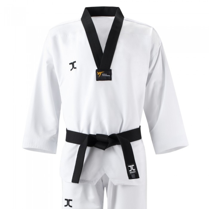 JCalicu WT Vortex Fighter I Dobok, Black Collar, WT approved