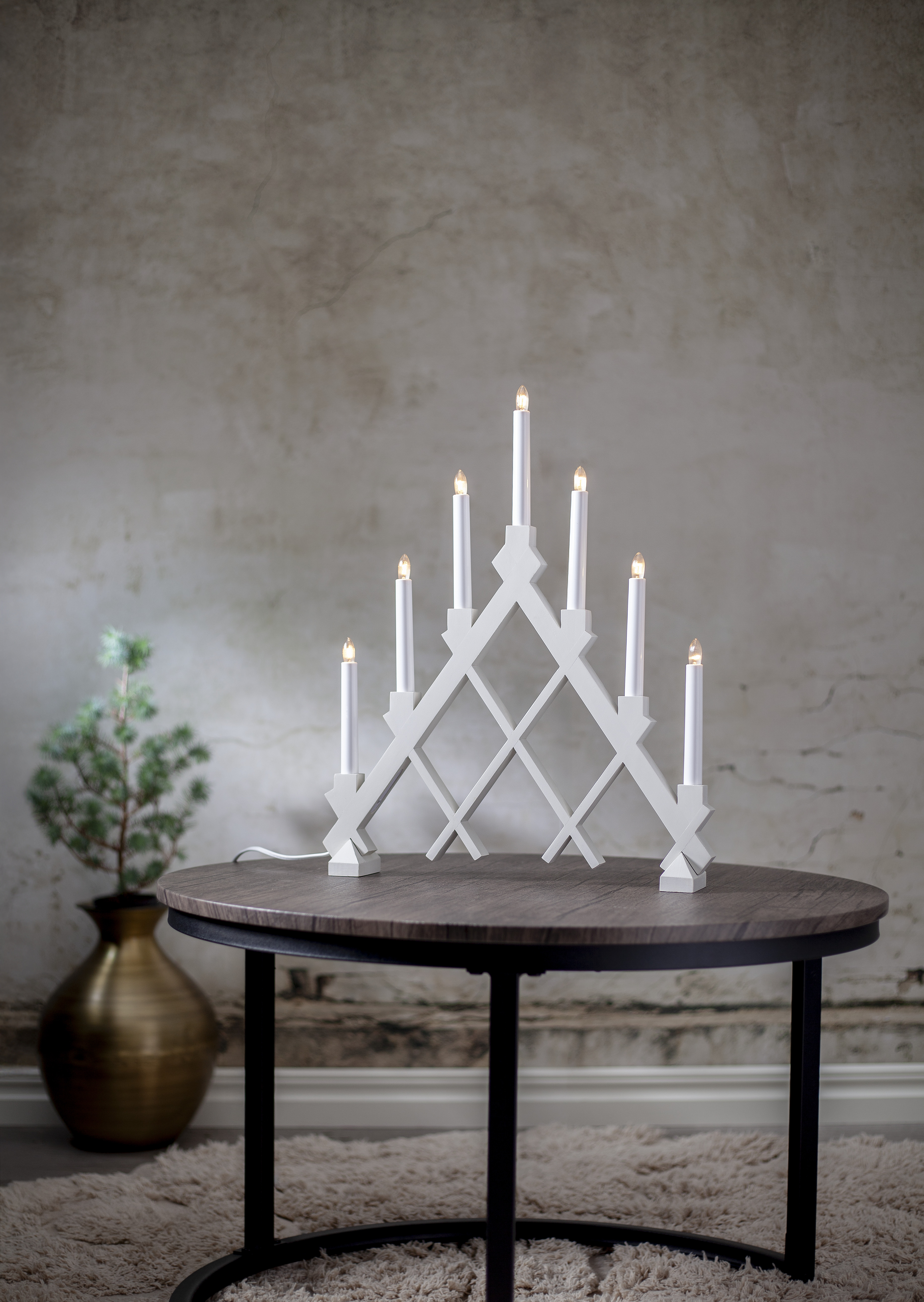 Adventsljusstake - Ljusstake Rut - Vit - 4
