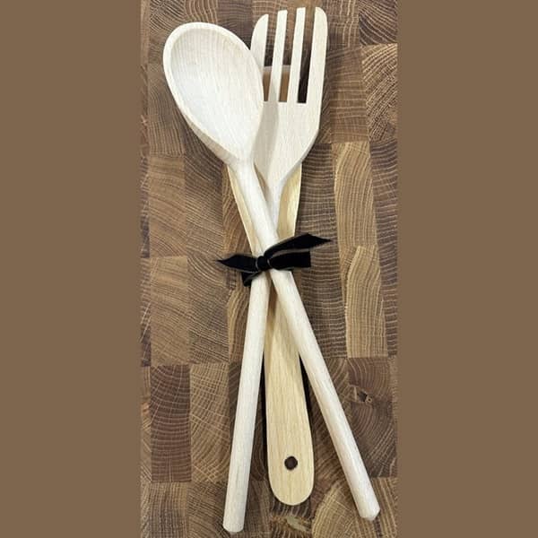 Träsked, gaffel, stekspade. Set i trä, 3-pack - 2