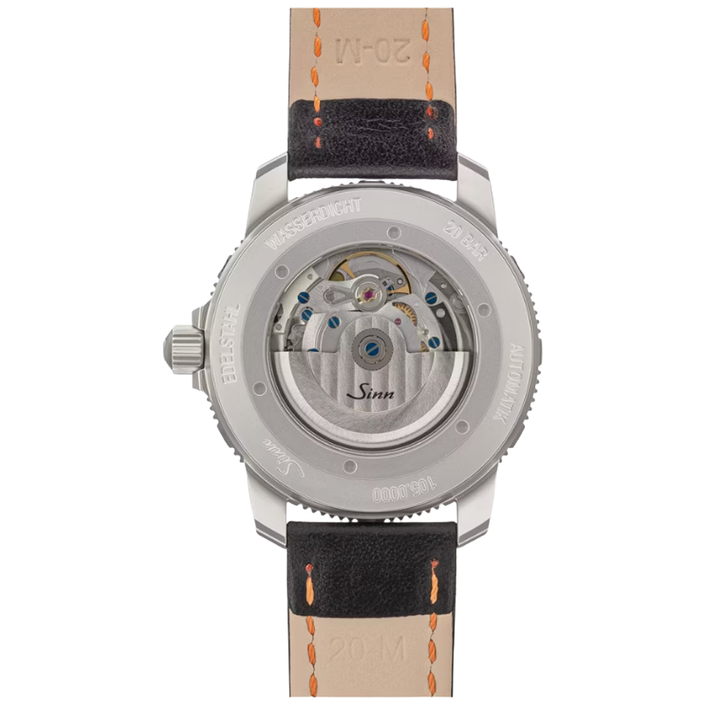 105.020 Sinn 105 St Sa UTC svart kalvskinn med orange sömmar
