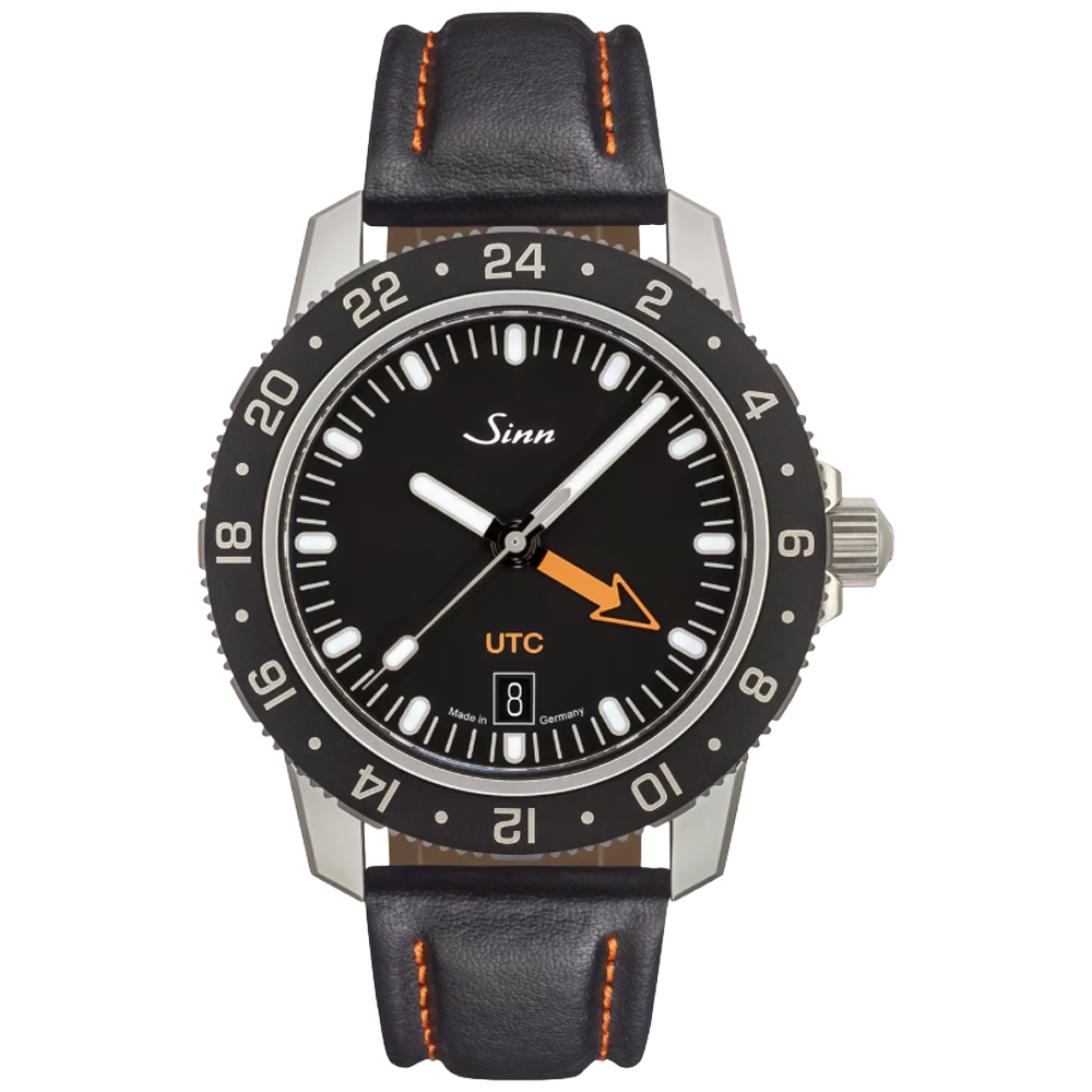 105.020 Sinn 105 St Sa UTC svart kalvskinn med orange sömmar