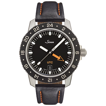 105.020 Sinn 105 St Sa UTC svart kalvskinn med orange sömmar