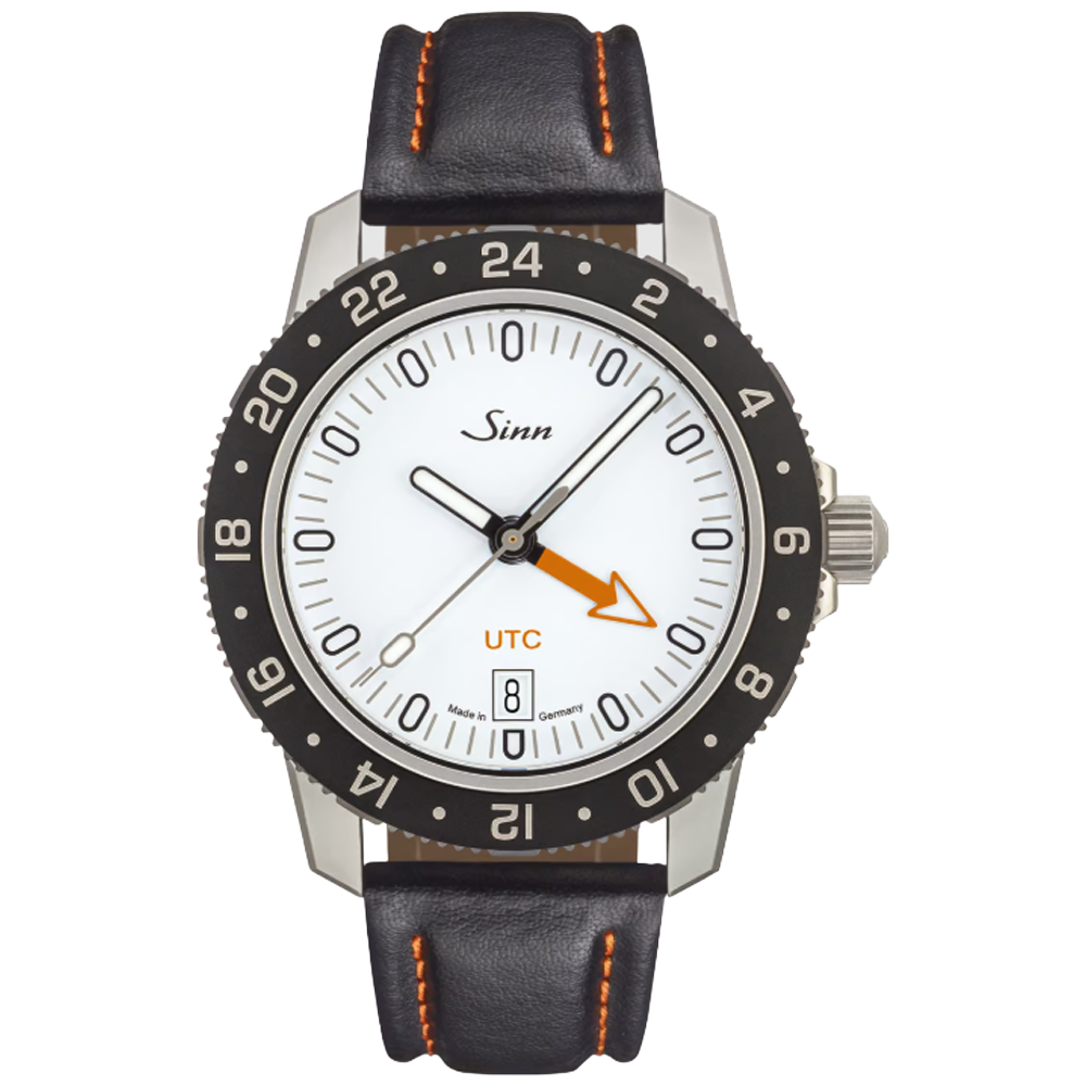 Sinn 105 St Sa W UTC svart kalvskinn med orange sömmar