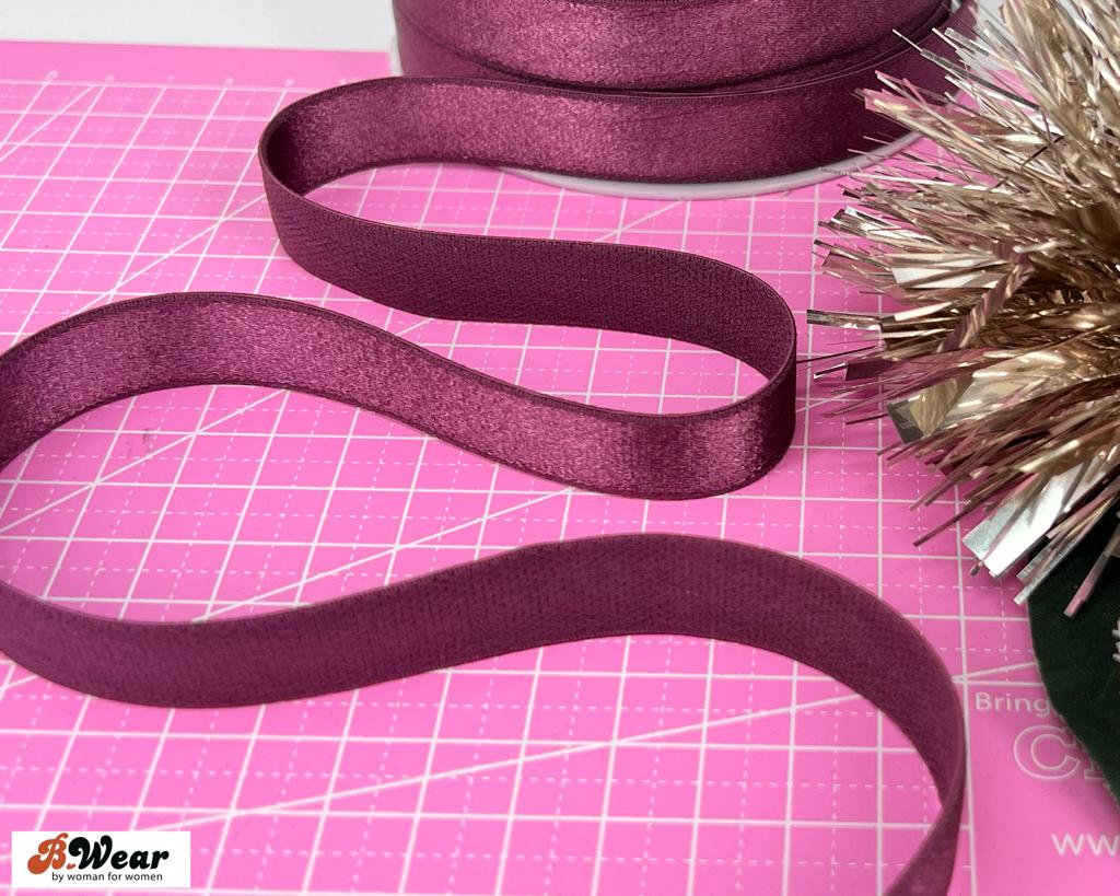 Bra Strap Elastic 15 mm - Black Cherry