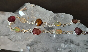 Silverarmband med Opal och Turmalin