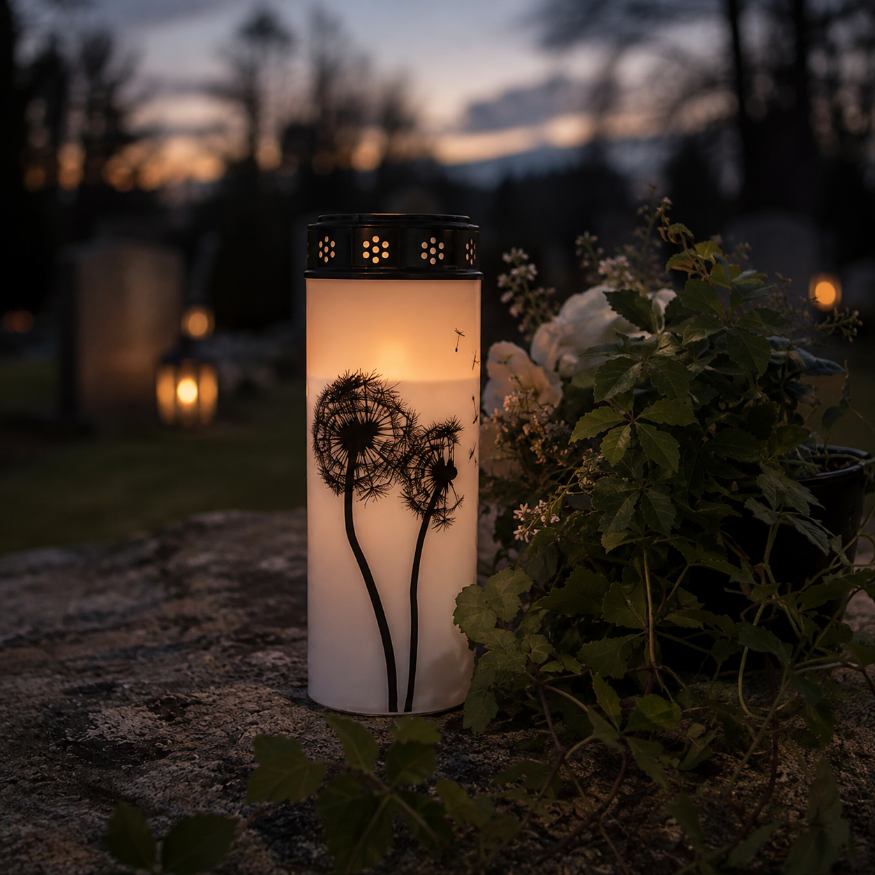 LED Grave Candle Dandelion