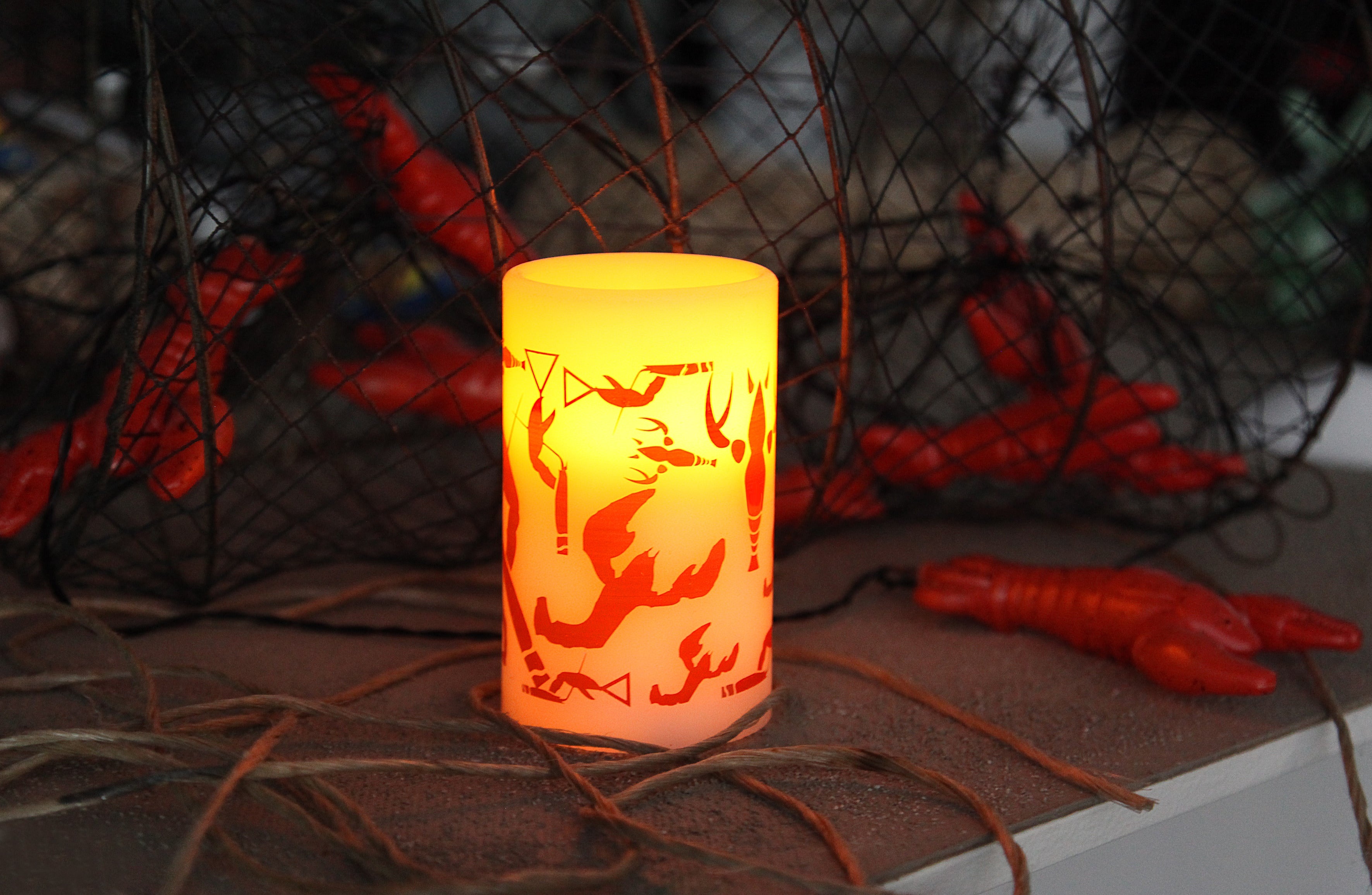 LED Blockljus Kräfta till Kräftskiva -  Crayfish Party - 12,5 cm - 9
