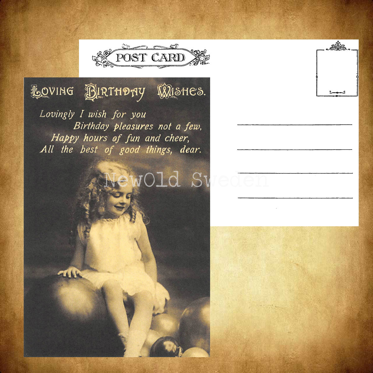 Loving Birthday Wishes. Vintage Vykort Nr: 37 - 10 x 15 cm - 426 - 3