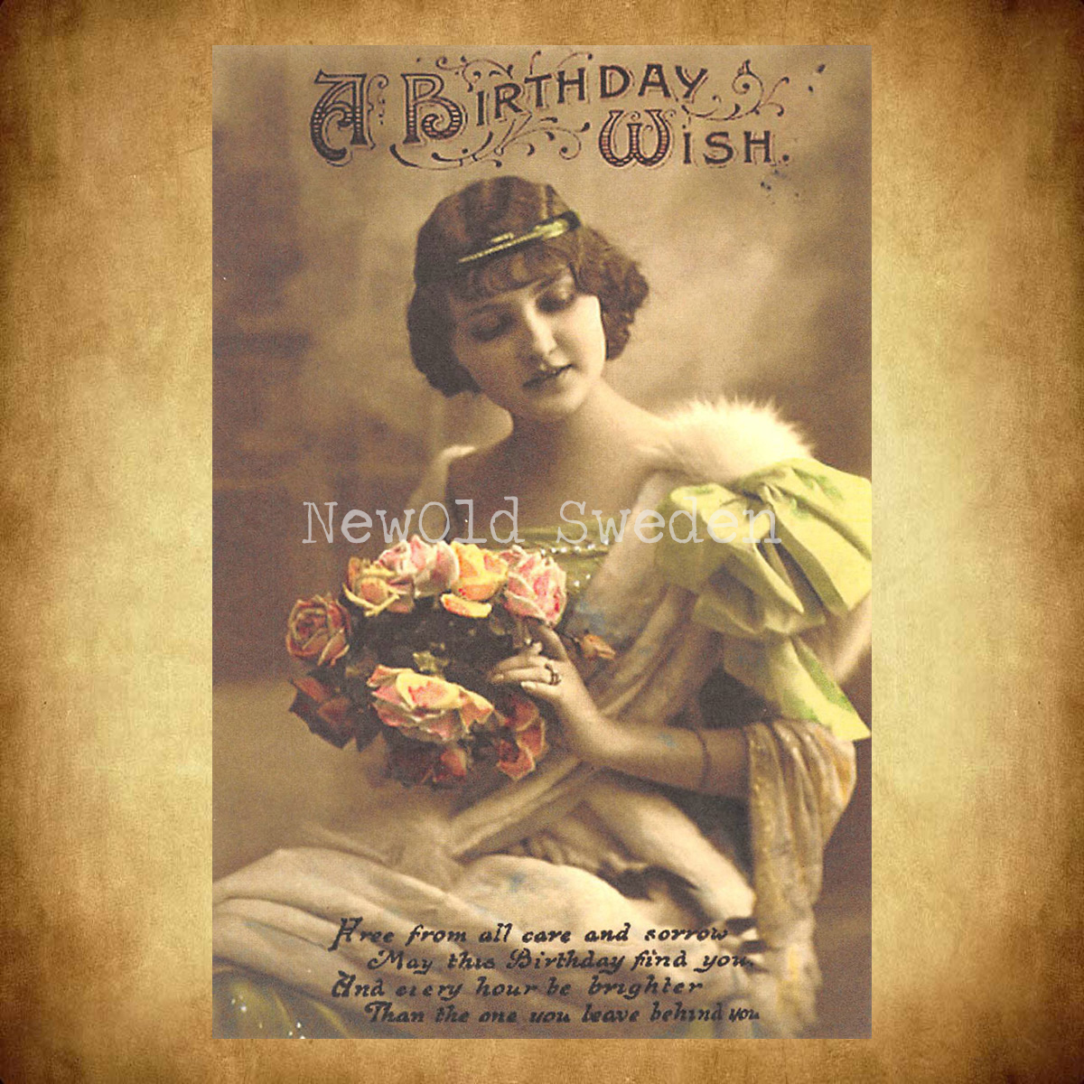 A Birthday Wish Vintage Vykort Nr: 38 - 10 x 15 cm - 426 - 2