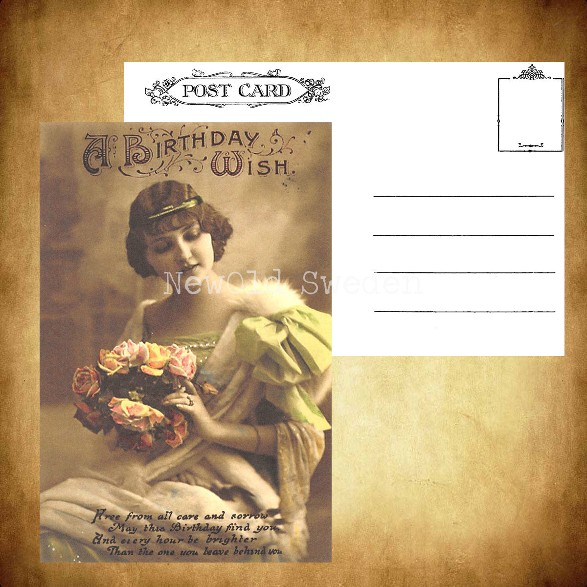A Birthday Wish Vintage Vykort Nr: 38 - 10 x 15 cm - 426 - 3
