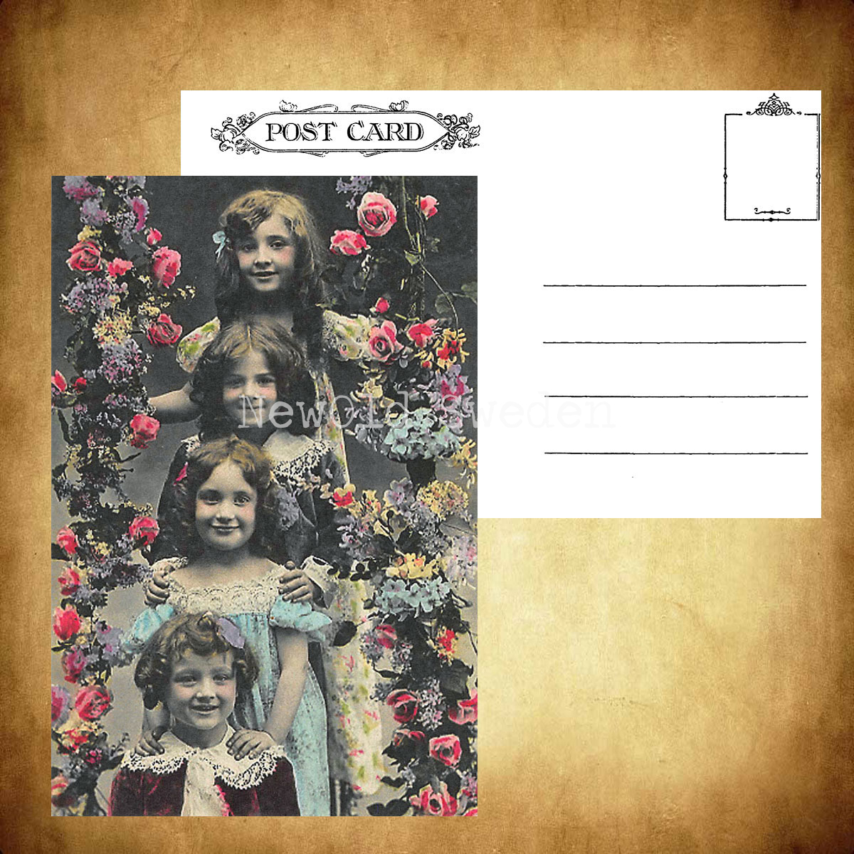 Young Victorian Girls Vintage Vykort Nr: 40 - 10 x 15 cm - 426 - 3