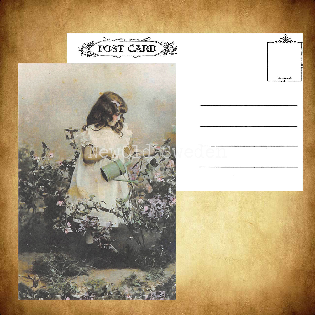Young Victorian Girl Vintage Vykort Nr: 41 - 10 x 15 cm - 426 - 3